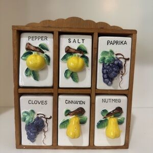 Vintage Spice Rack with Fruit Design